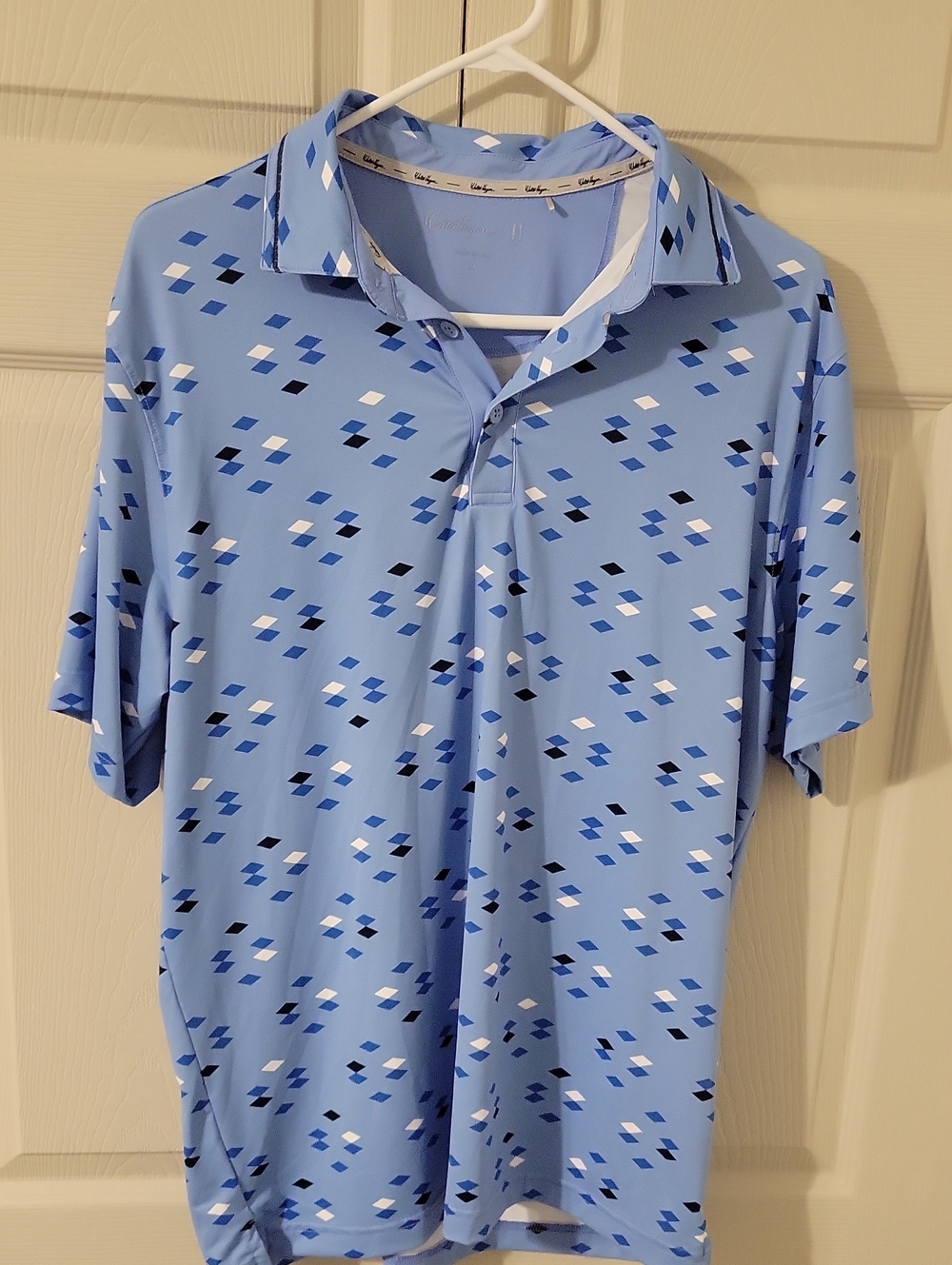 Walter Hagen Light Blue Diamond-Print Polo
